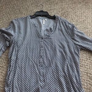 Grand & Greene Printed White and Black Blouse